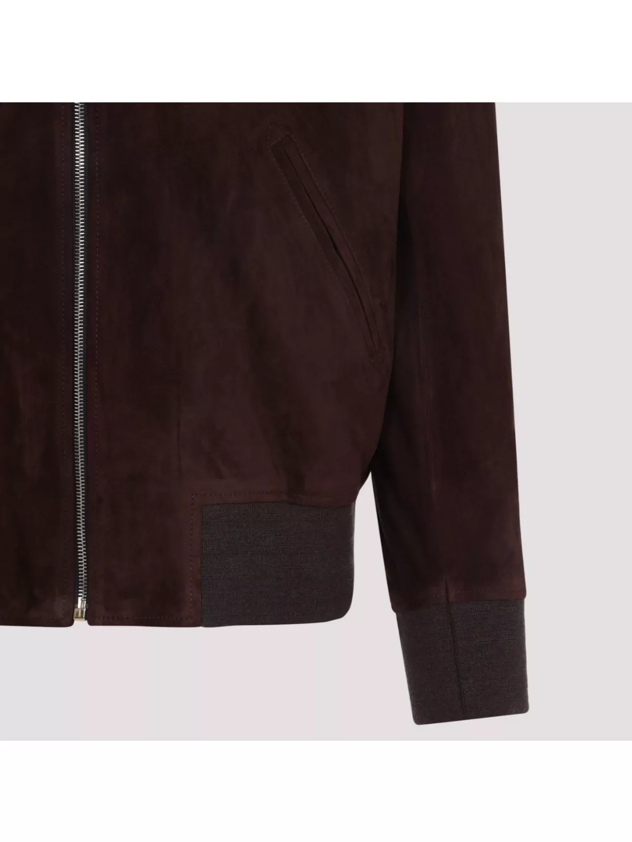 Paul Smith Red Lamb Suede Leather Regular Fit Bomber Jacket In Brown