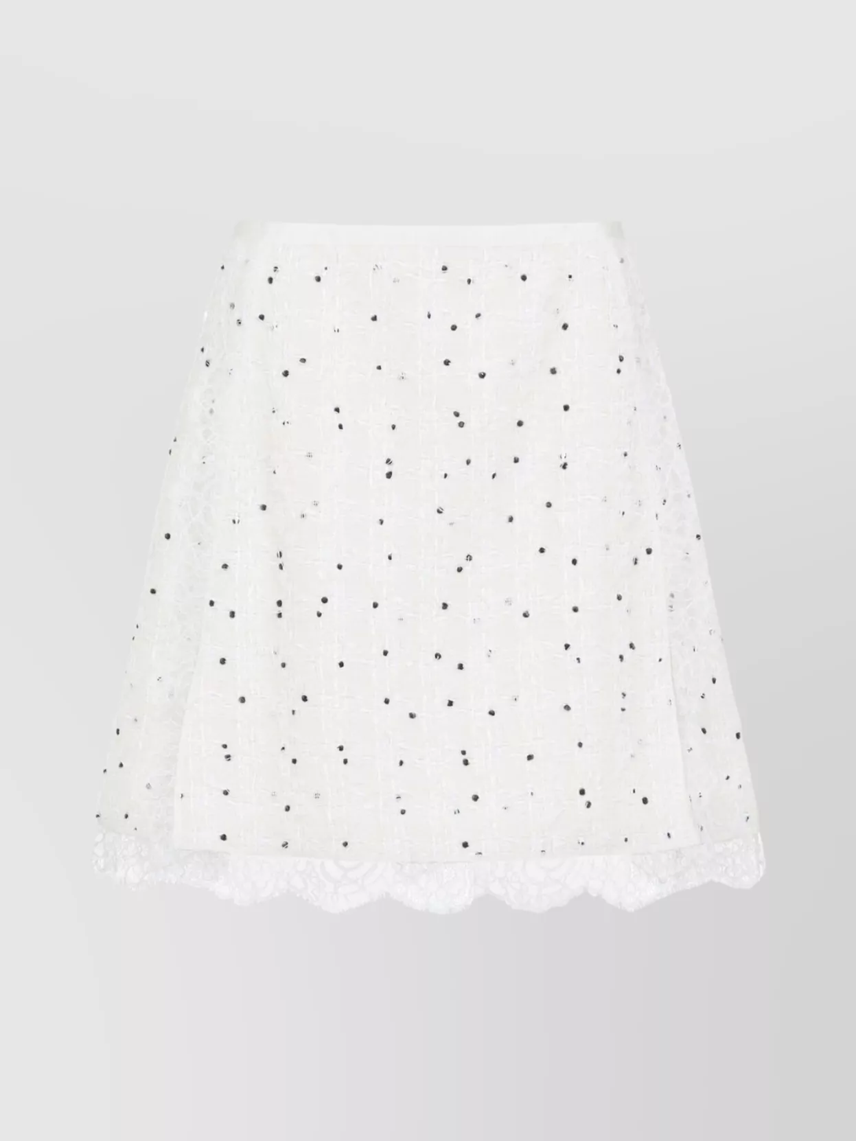 Giambattista Valli Polka Dot A-line Skirt With Lace Trim In White