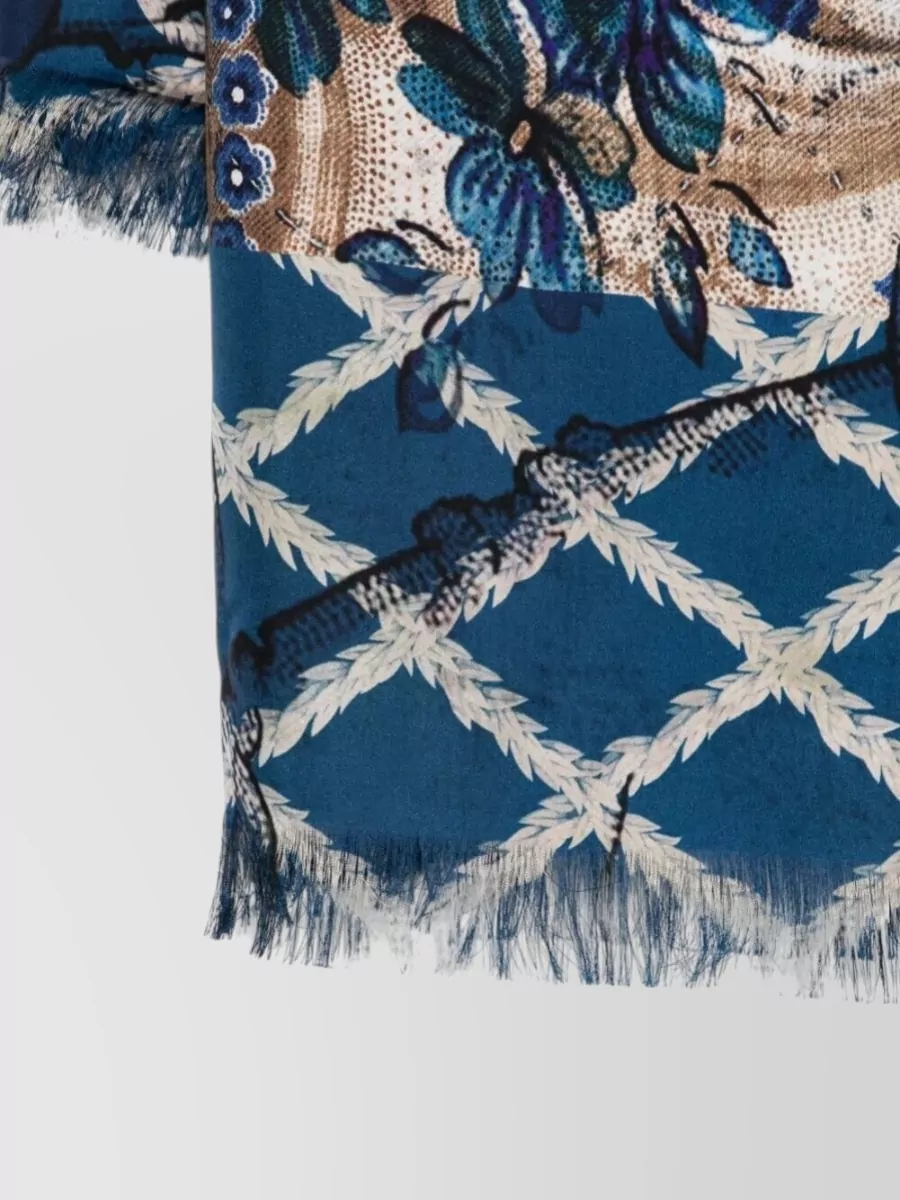 Pierre Louise Mascia Aloeuw Large Floral Pattern Fringe Scarf