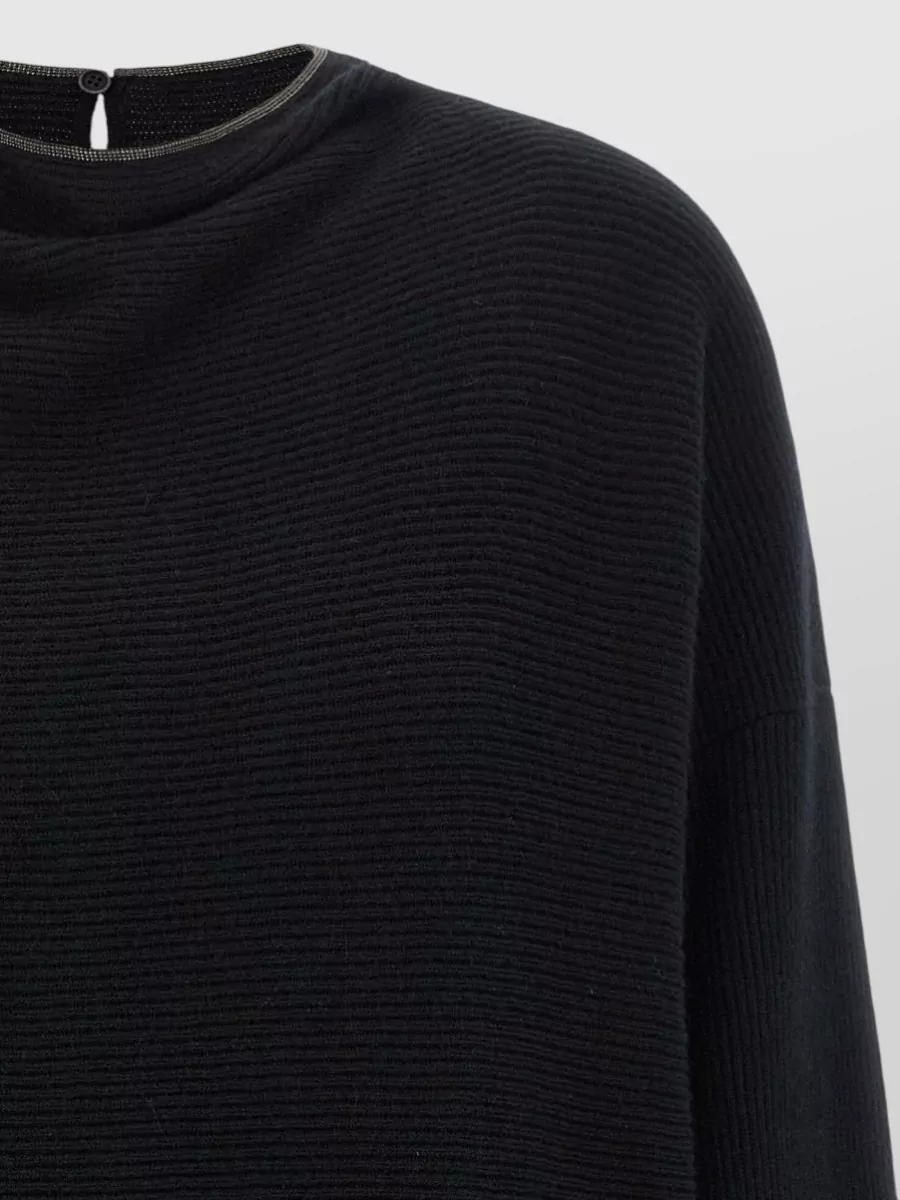 Brunello Cucinelli Wool Cashmere Silk Ribbed Knit Oversized Mini Dress