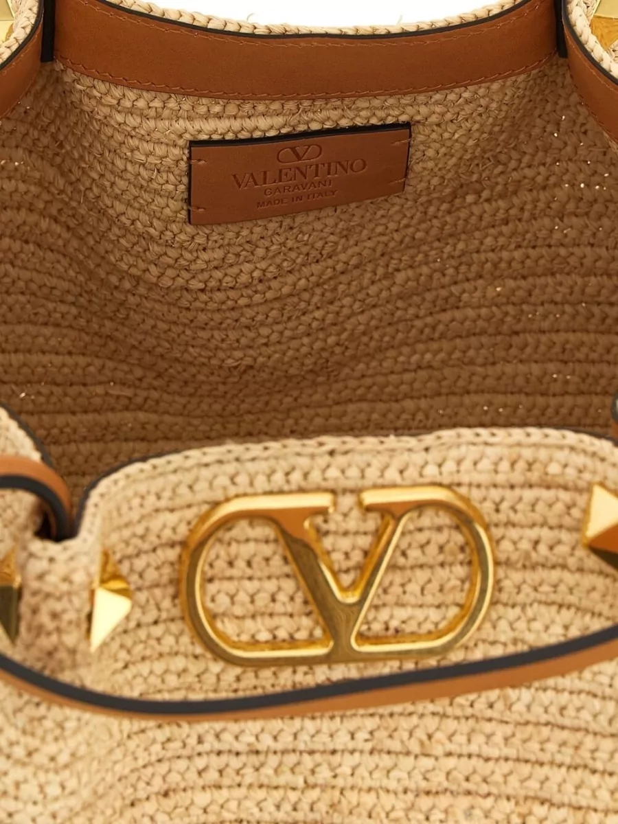 Valentino Garavani Vlogo Signature Medium Raffia Beach Bag