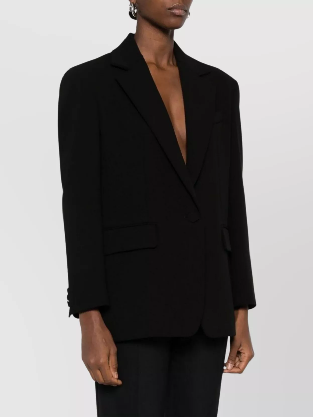 Max Mara Structured Jacket With Padded Shoulders And Notched Lapels In Black