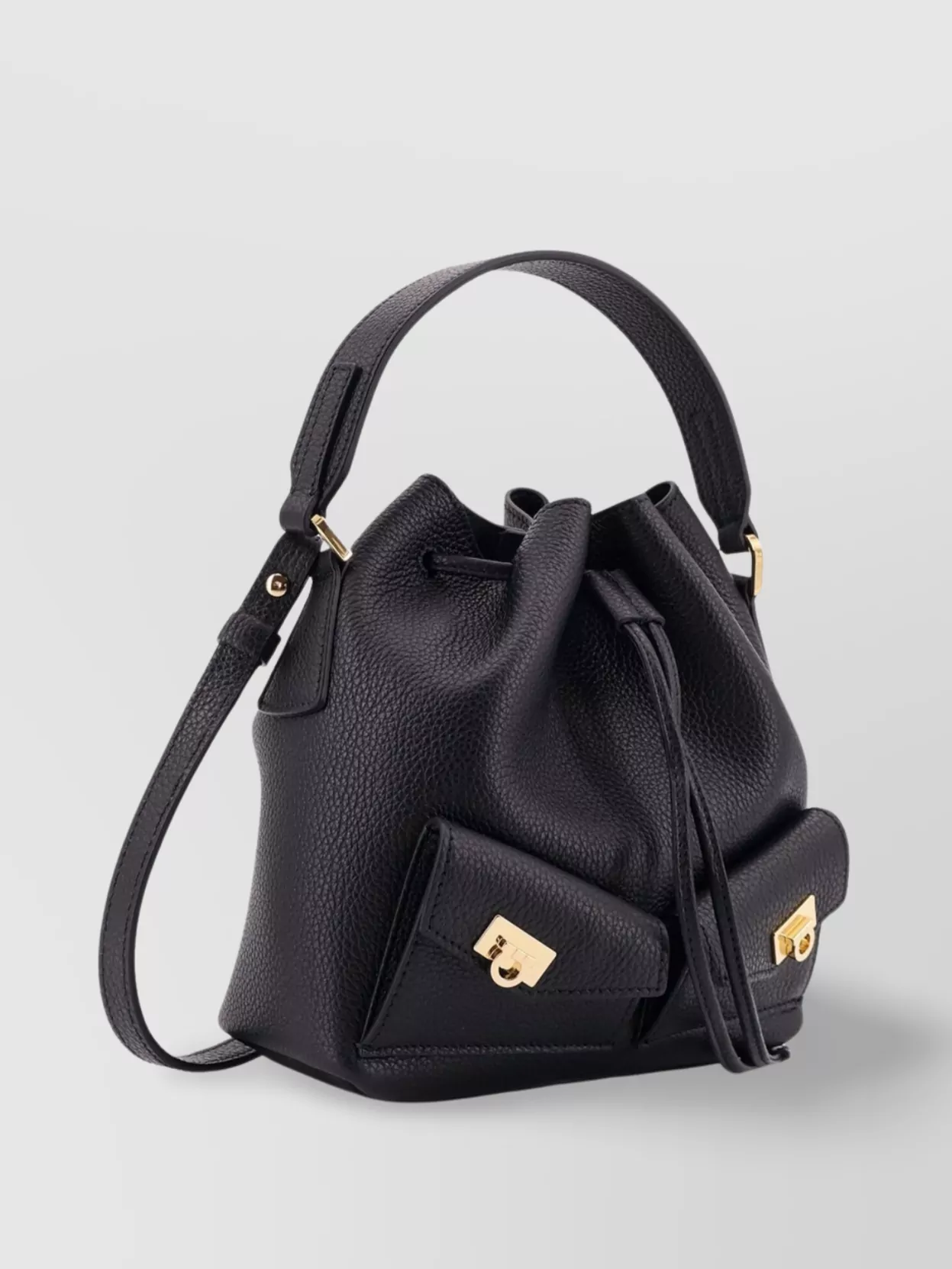 Ferragamo Leather Bucket Bag With Front Pockets