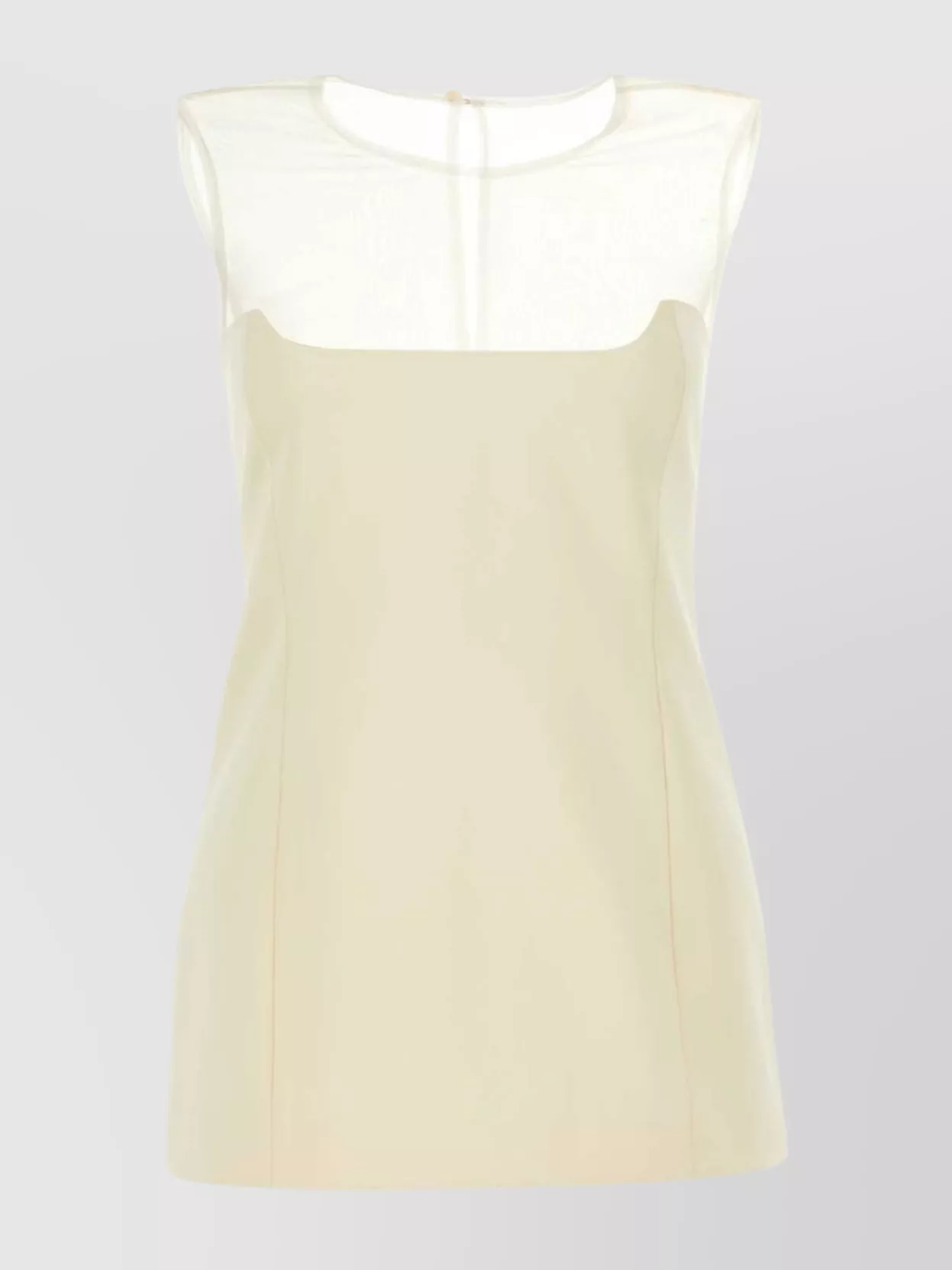 Shop Khaite Cotton Blend Sleeveless Top With Sheer Panel In Cream