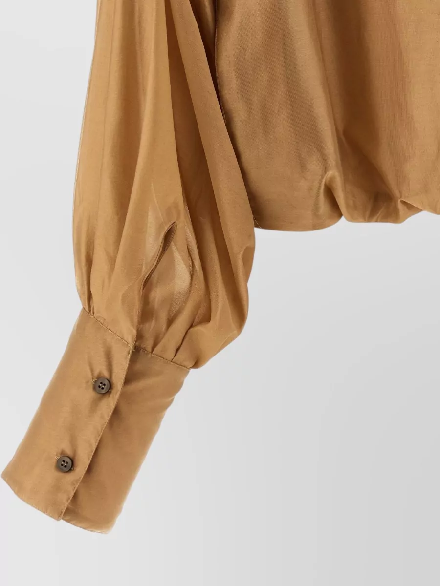 Thelatest Lyocell Diana Gathered Long-Sleeve Blouse
