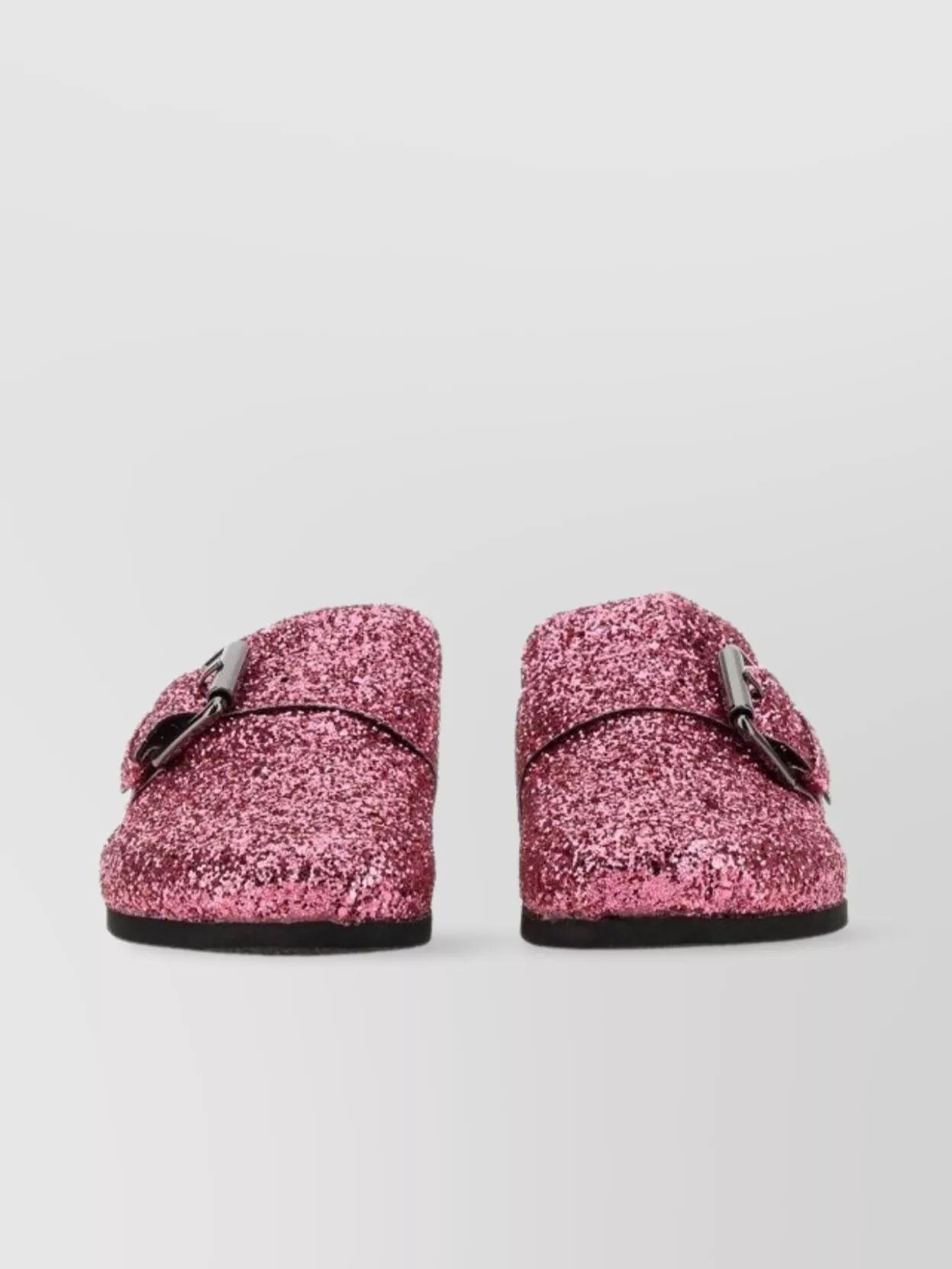 Philosophy Di Lorenzo Serafini Glitter Sandals Buckle Flat Sole In Pink
