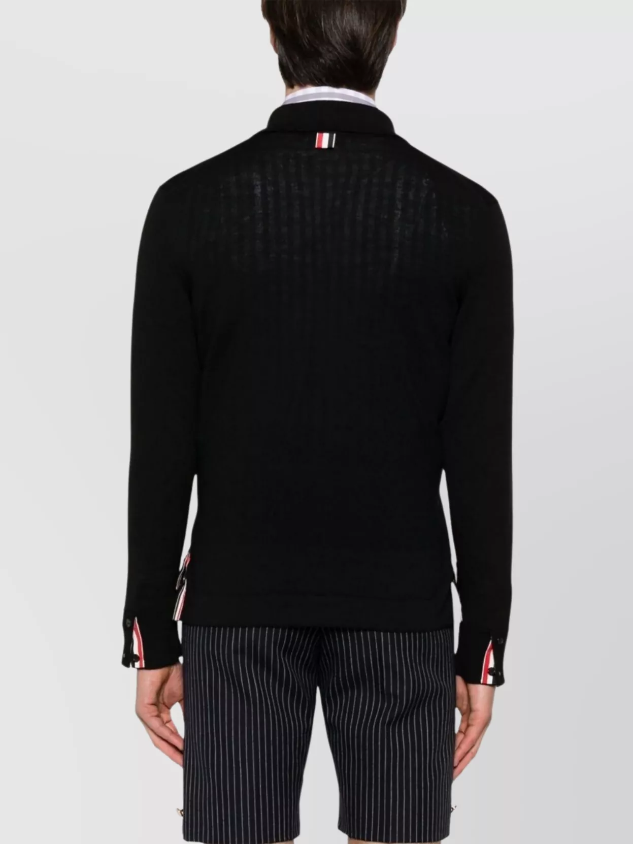 Thom Browne Wool Shirt With Long Sleeves And Striped Detail