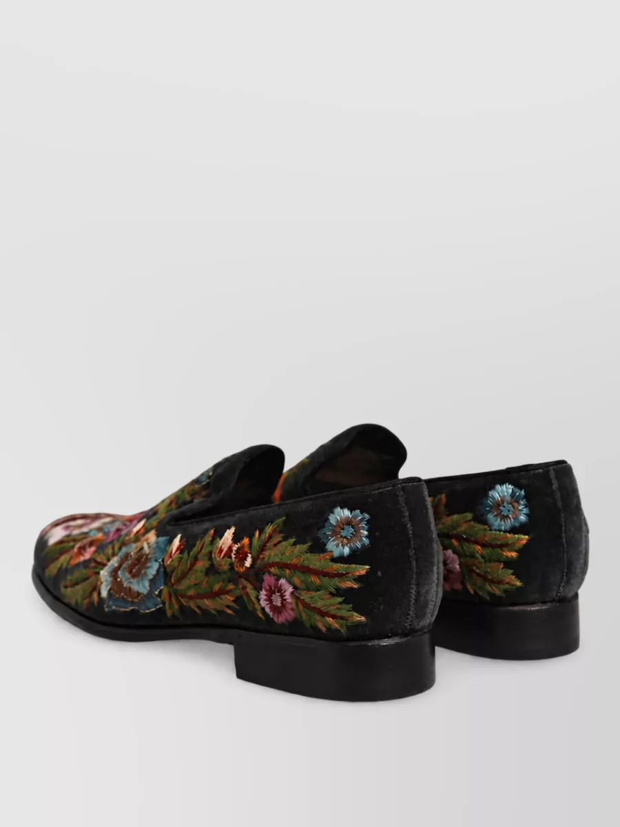 Dolce&Gabbana Leather Floral-Embroidered Loafers