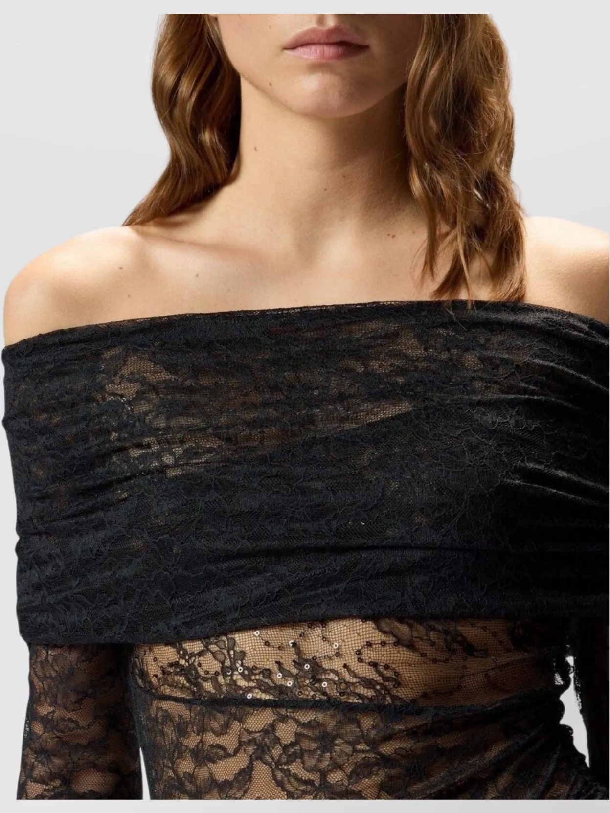 Pinko Off-The-Shoulder Lace Polka Dot Top