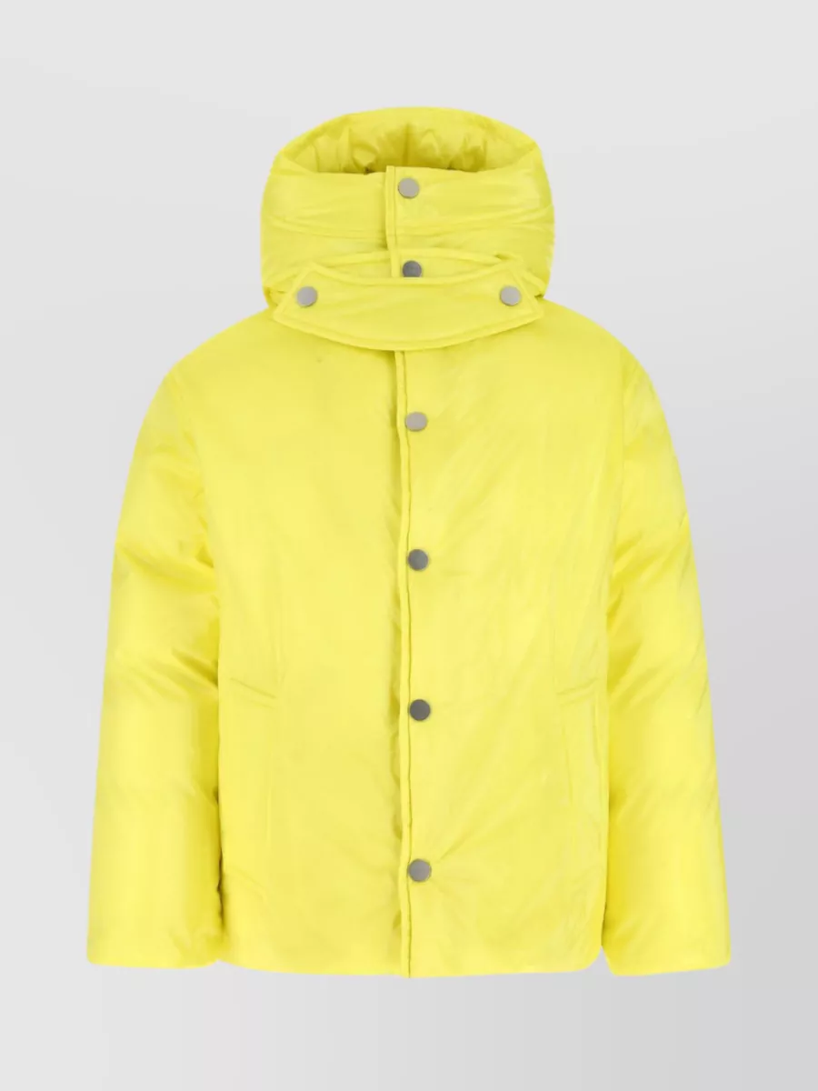 Shop Bottega Veneta Nylon Hooded Jacket With Adjustable Hem And Cuffs In Yellow