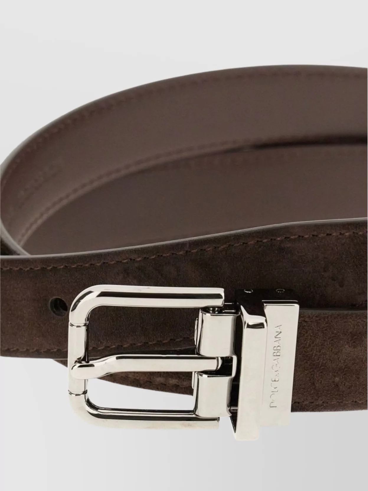 Dolce & Gabbana Leather Reversible Belt With Metal Rectangular Buckle