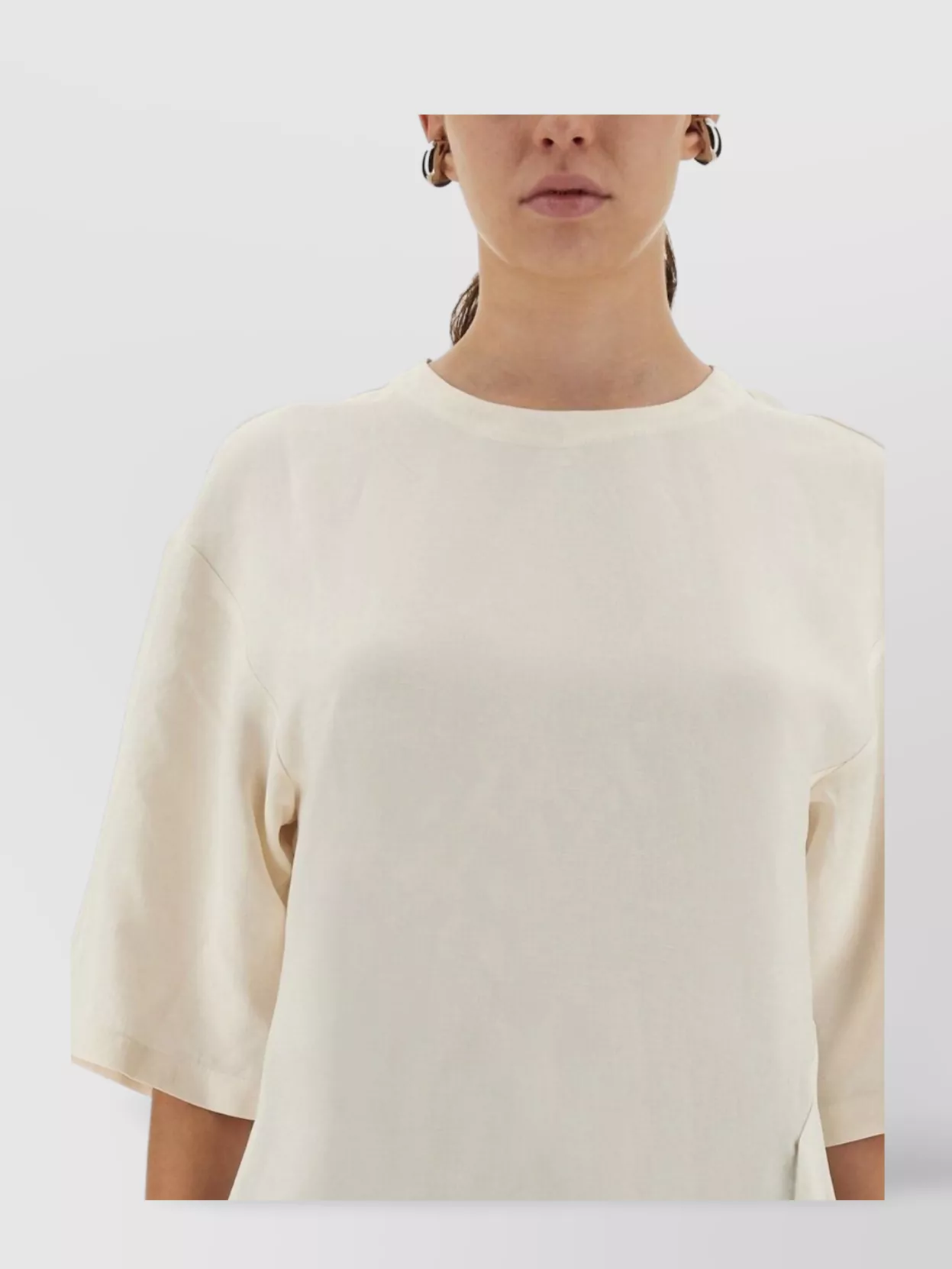 Studio Nicholson Asymmetric Hem Keyhole Back Round Neck Top In Neutral