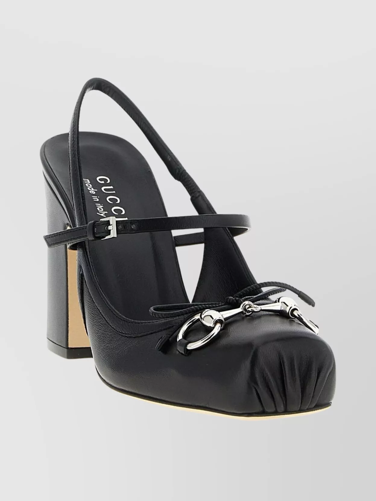 Gucci Square Toe Slingback Pumps With Block Heel In Black