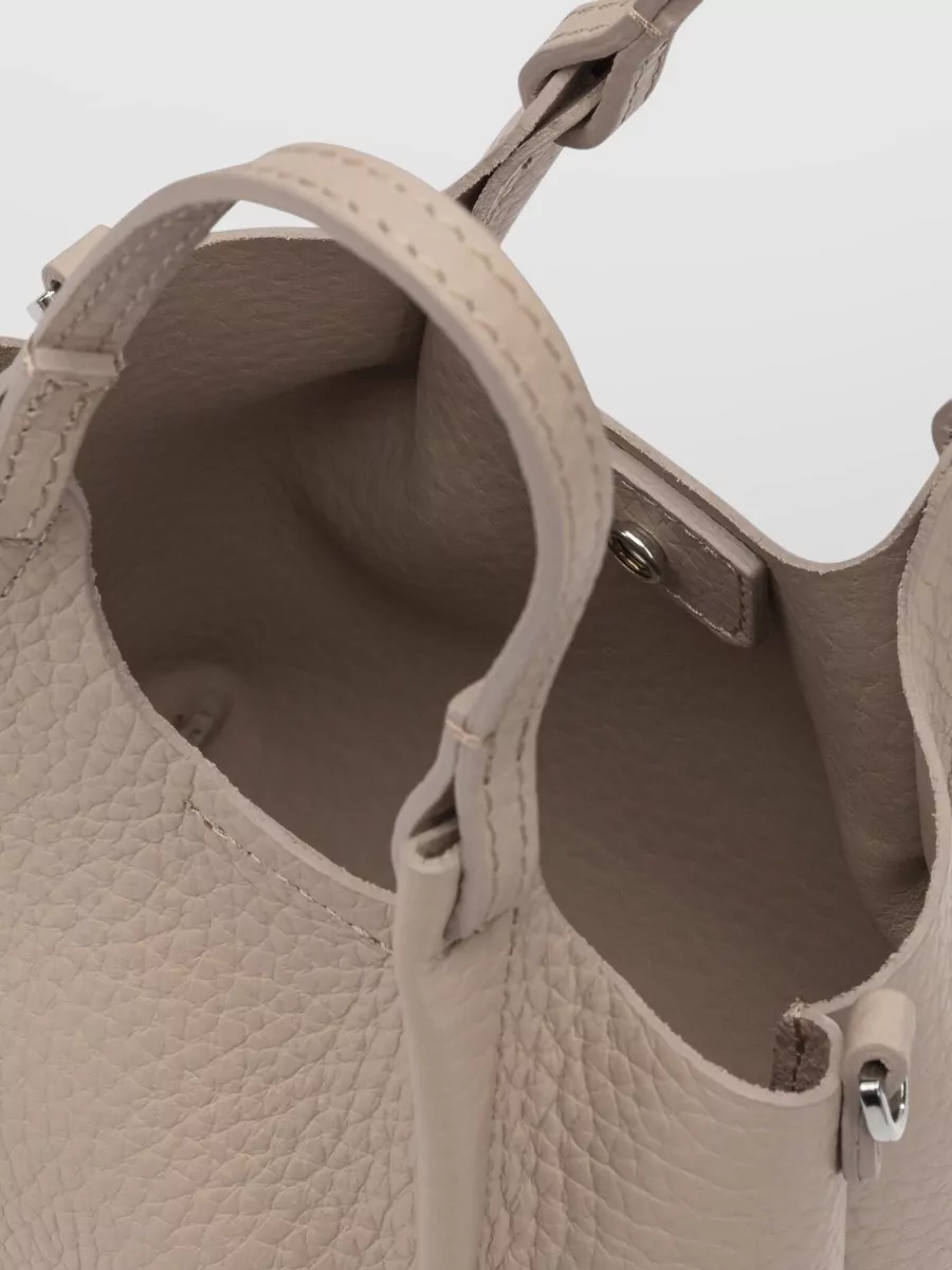 Gianni Chiarini Textured Leather Crossbody Bag Detachable Strap Top Handles