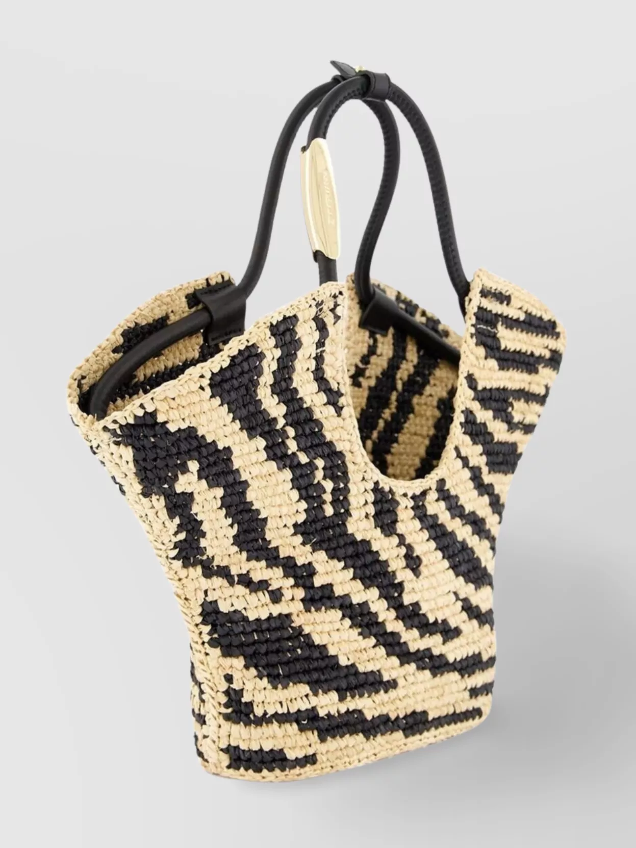 Zimmermann Womens Black Zebra Goldemtine Small Raffia Tote Bag