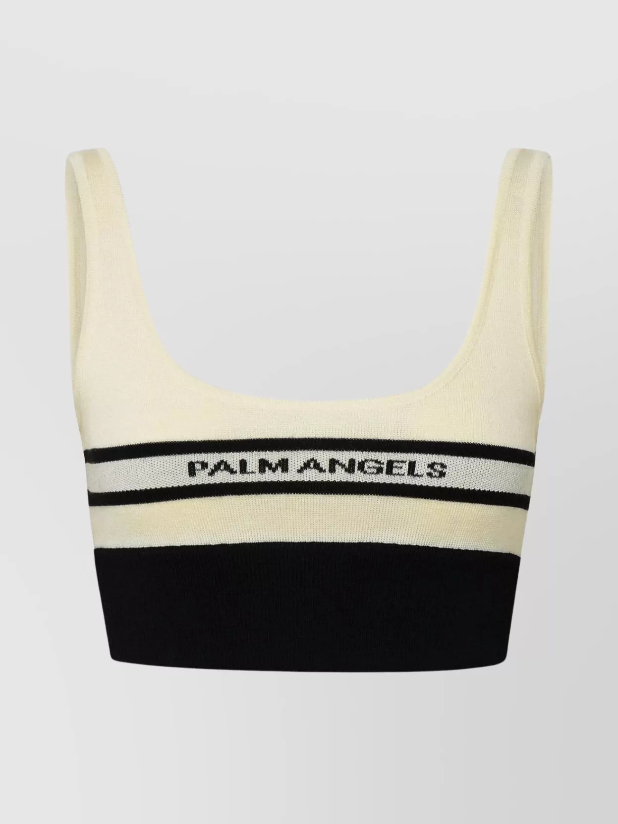 Shop Palm Angels Ivory Wool Top With Racing Inspiration