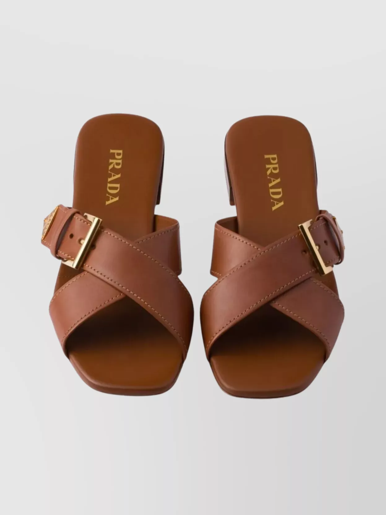 Prada Cross Strap Flat Slides Buckle