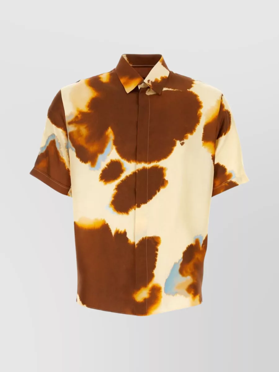 Shop Fendi Distinct Print Satin Shirt In Cream