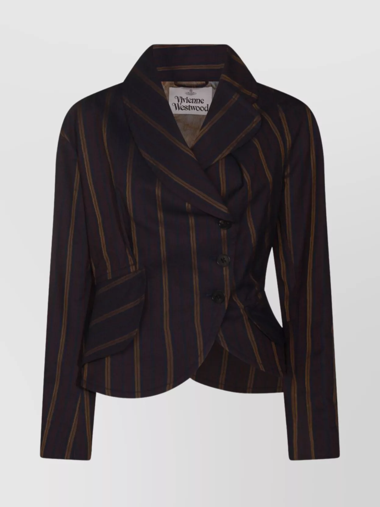 Vivienne Westwood Striped Blazer With Long Sleeves And Pockets In Brown