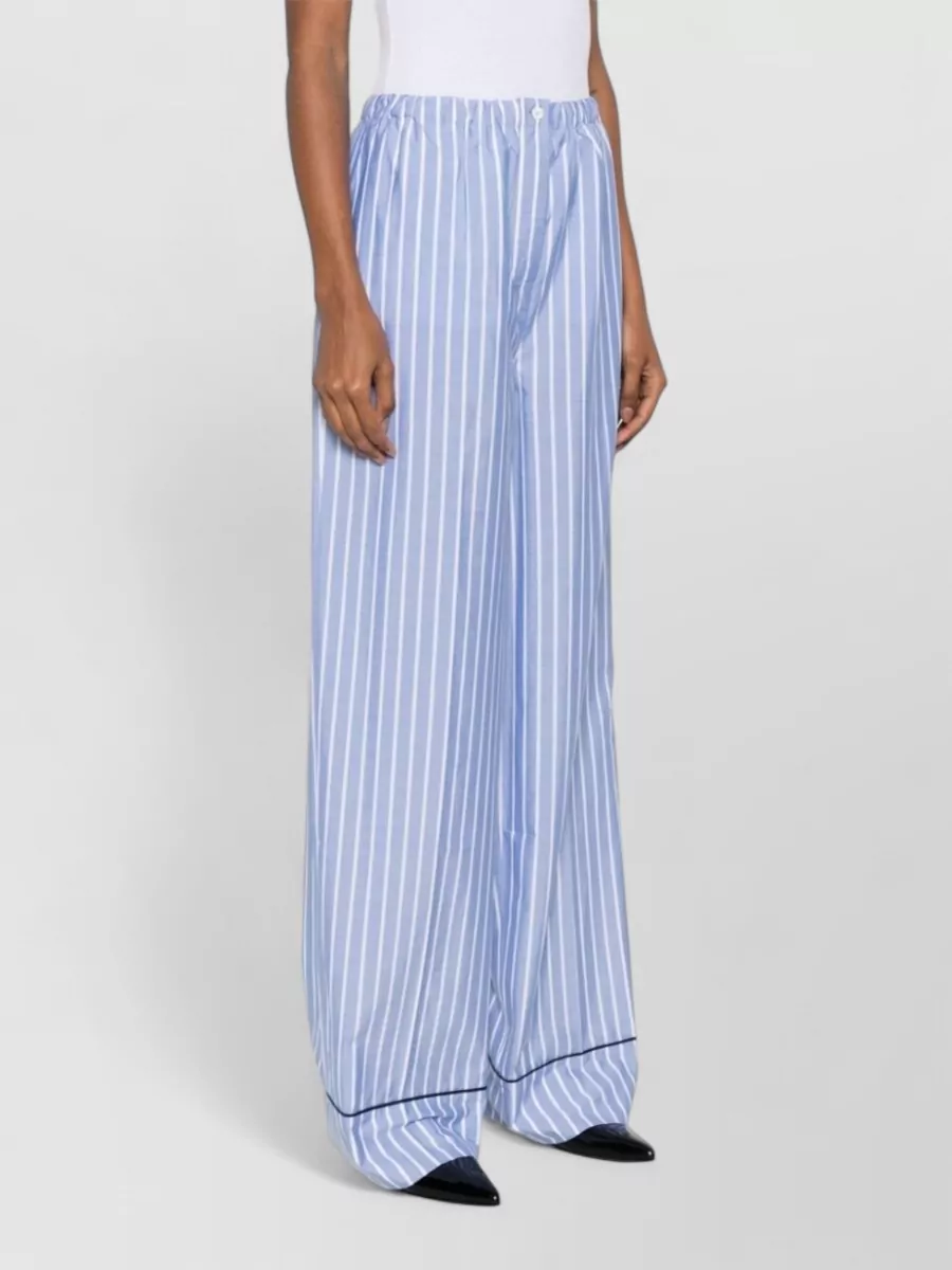 Prada Striped Wide Leg Trousers Contrast Piping