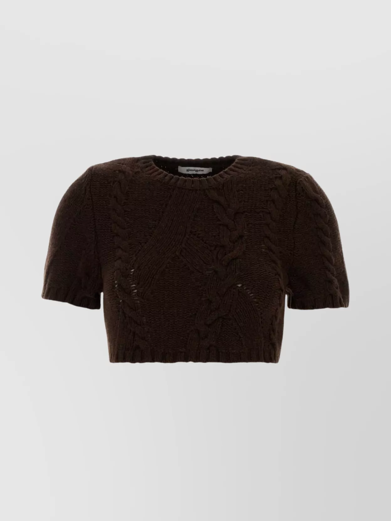 Gimaguas Julia Cropped Cable Knit Sweater In Brown