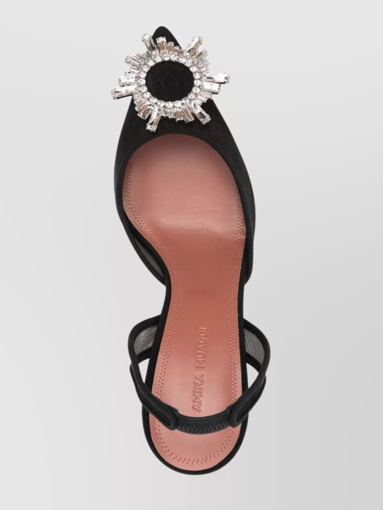 Amina Muaddi Mesh Slingback Pumps Sculpted Heel