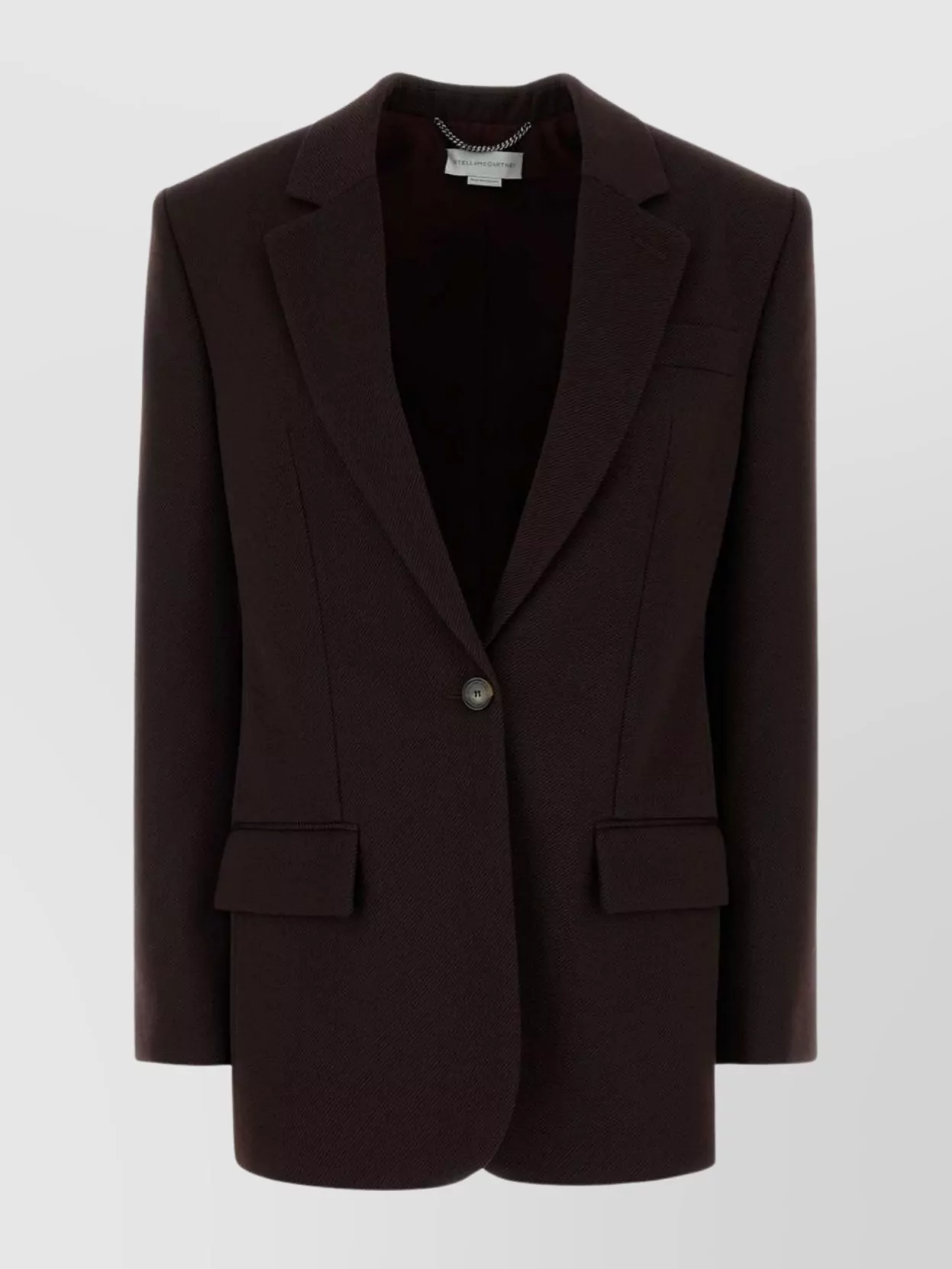 Stella Mccartney Wool Blazer With Notch Lapel And Back Vent In Brown