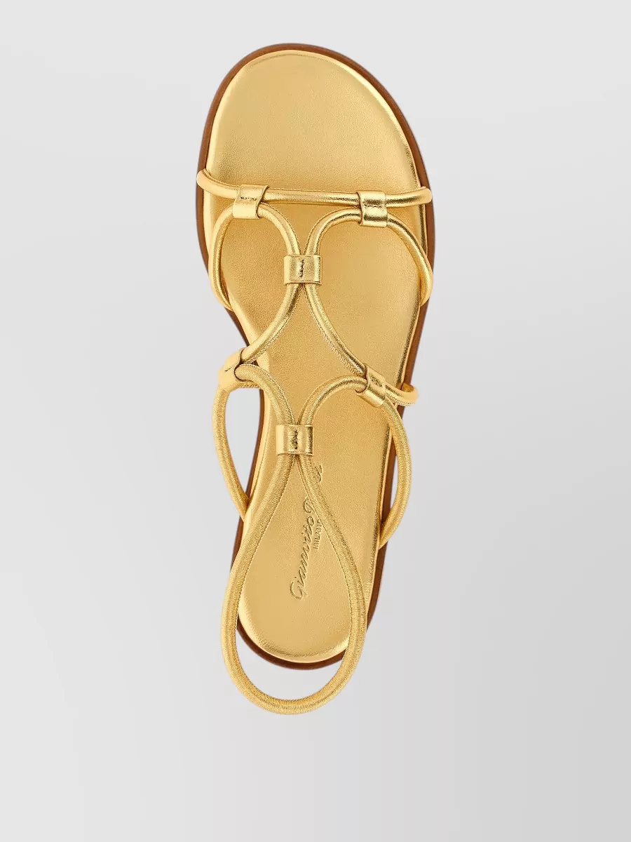 Gianvito Rossi G32574 Sandals Flat Sole Metallic Straps