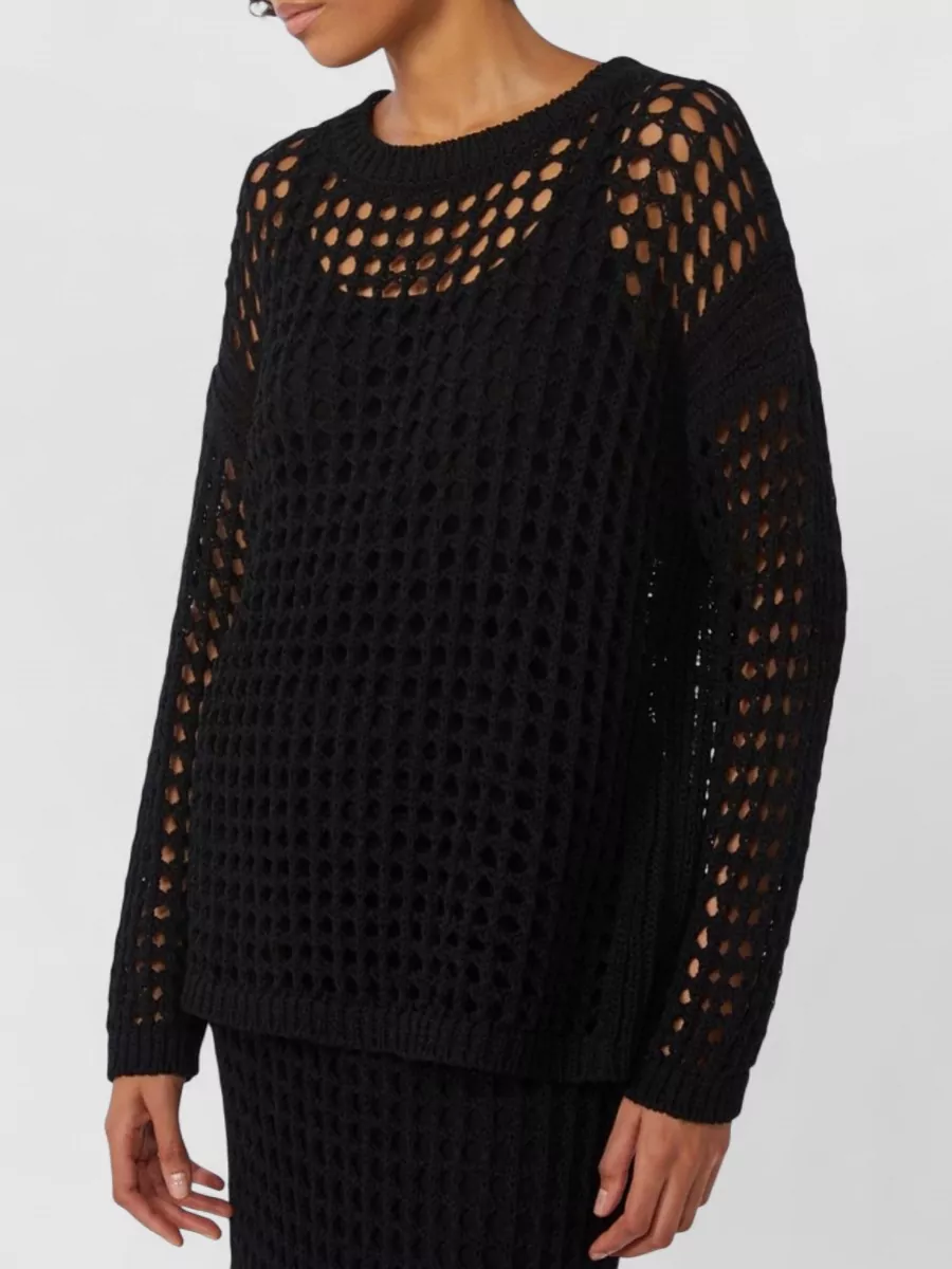 Max Mara Linen Open-Knit Oversized Boat Neck Jumper