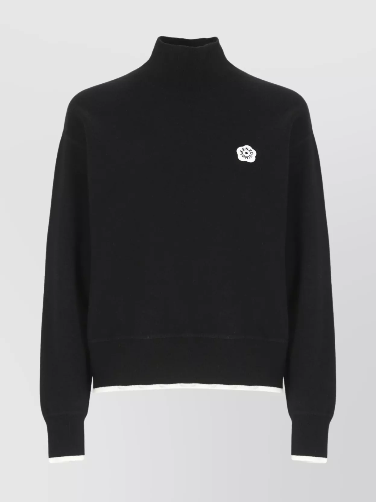 Kenzo High Neck Long Sleeve Knit Sweater In Black