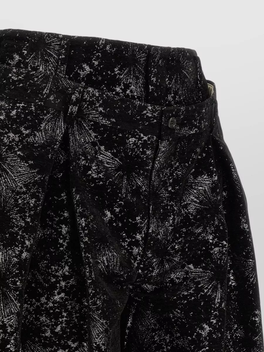 Comme Des Garçons Metallic Abstract Printed Wide-Leg Bermuda Shorts