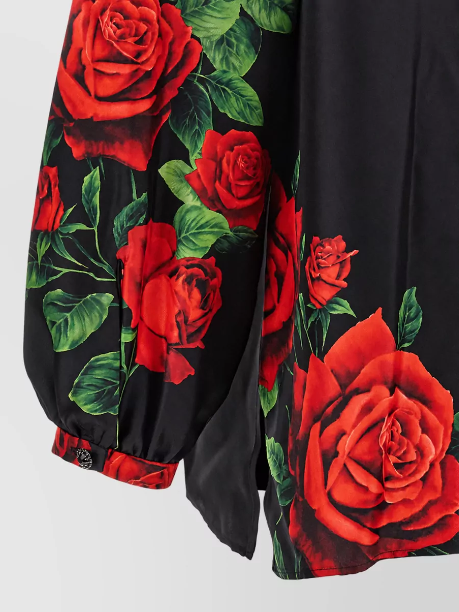 Dolce&Gabbana Silk Floral-Print Long-Sleeve Blouse