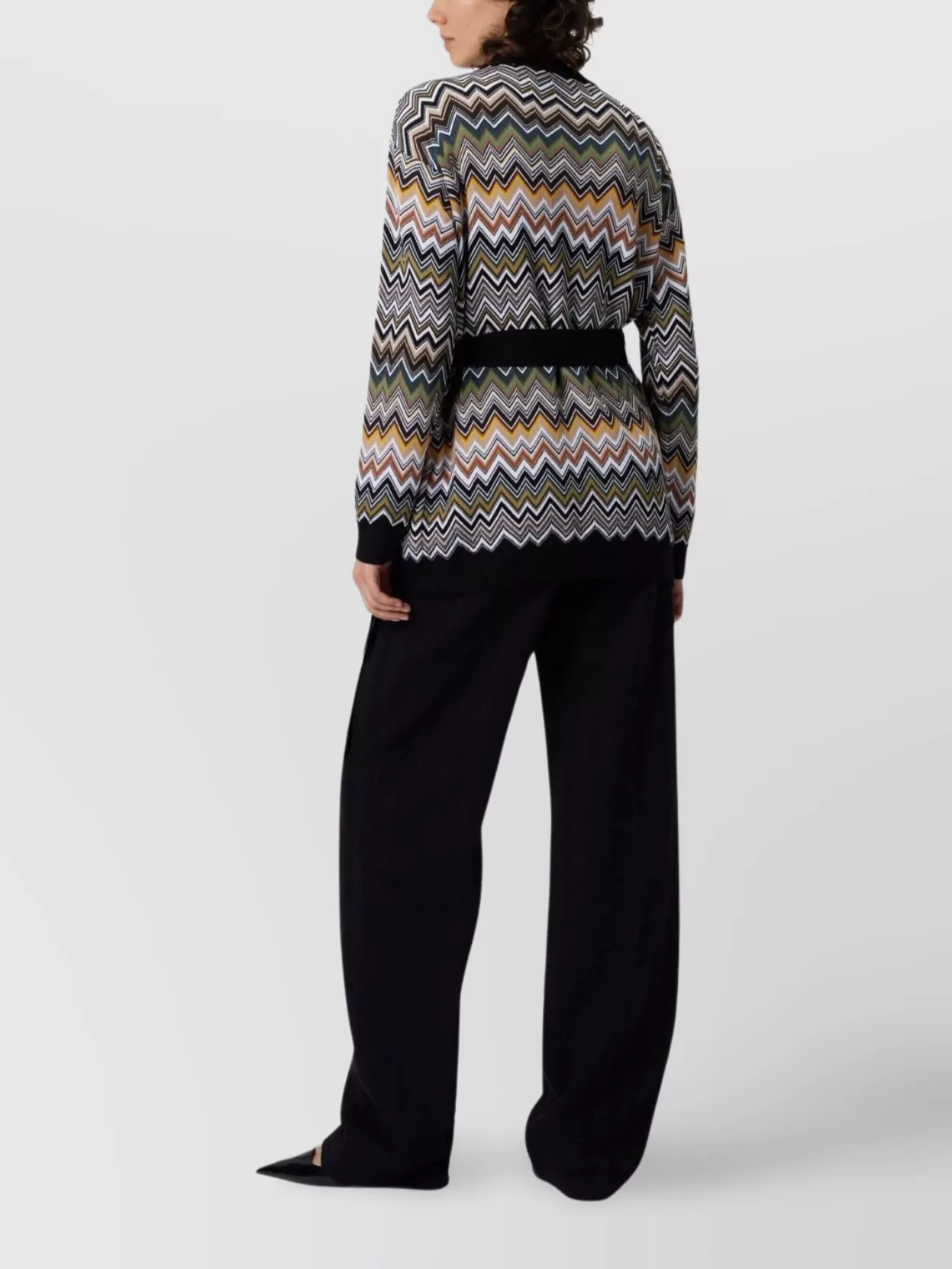 Missoni Chevron Pattern Cardigan Belted Waist