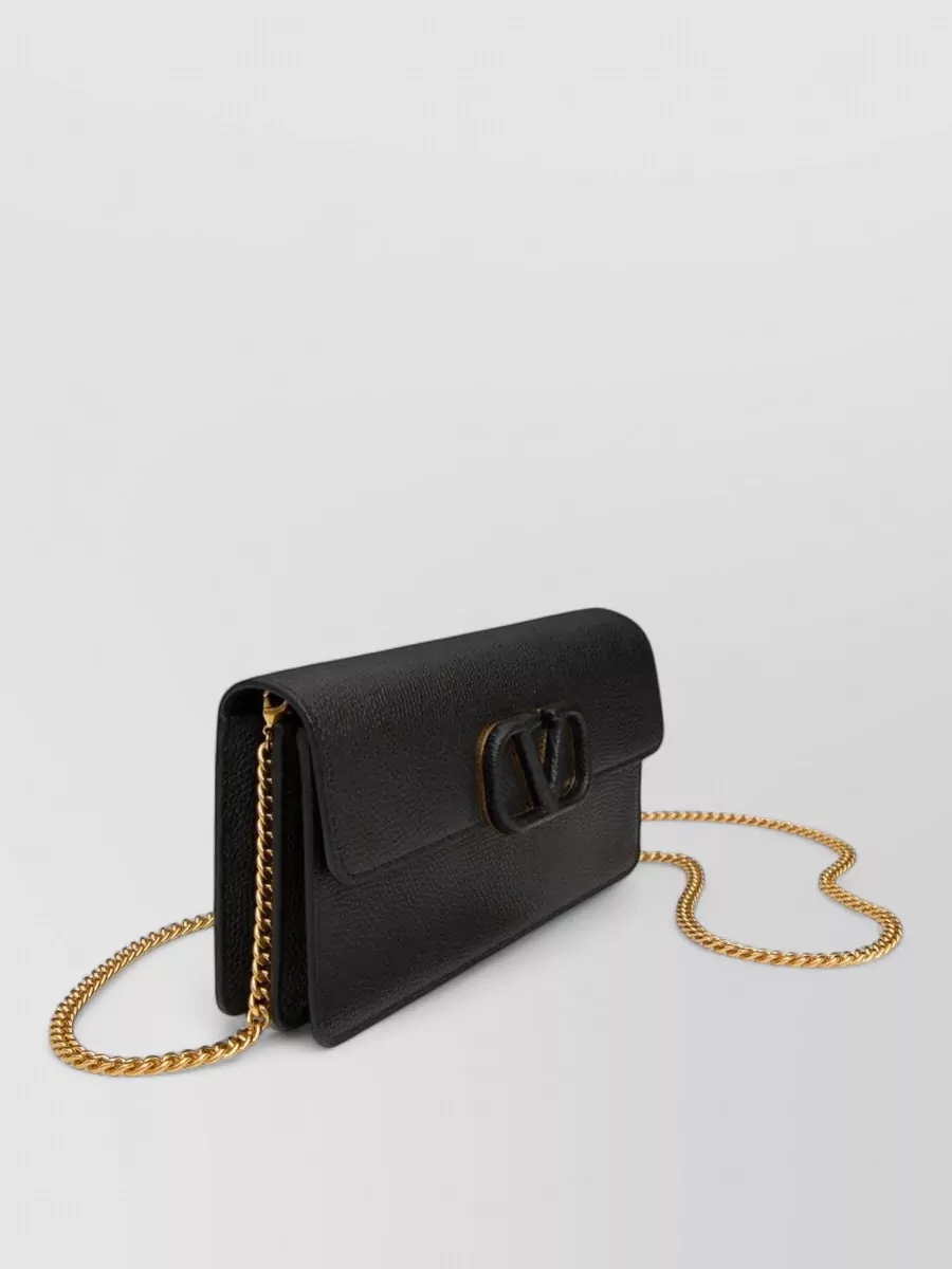 Valentino Garavani Vlogo Signature Leather Wallet On Chain
