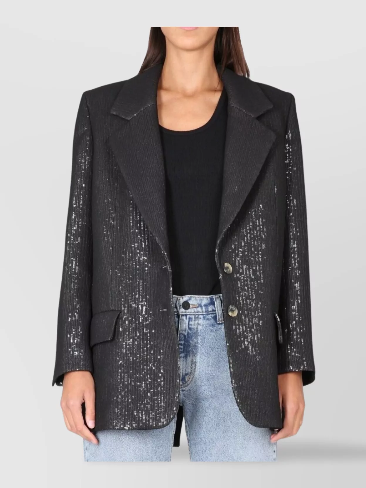 The Mannei Sequin Embellished Longline Blazer