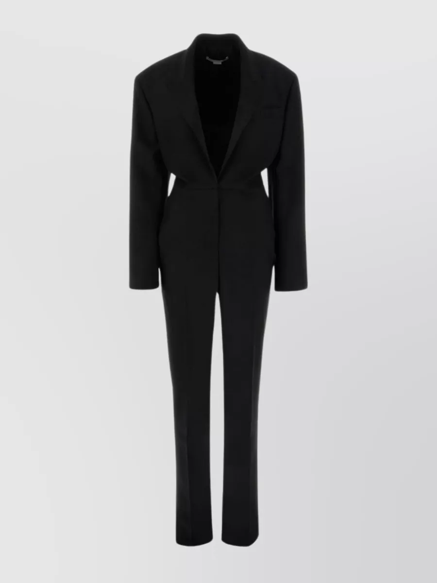 Shop Stella Mccartney Wool Jumpsuit With Satin Inserts In Black
