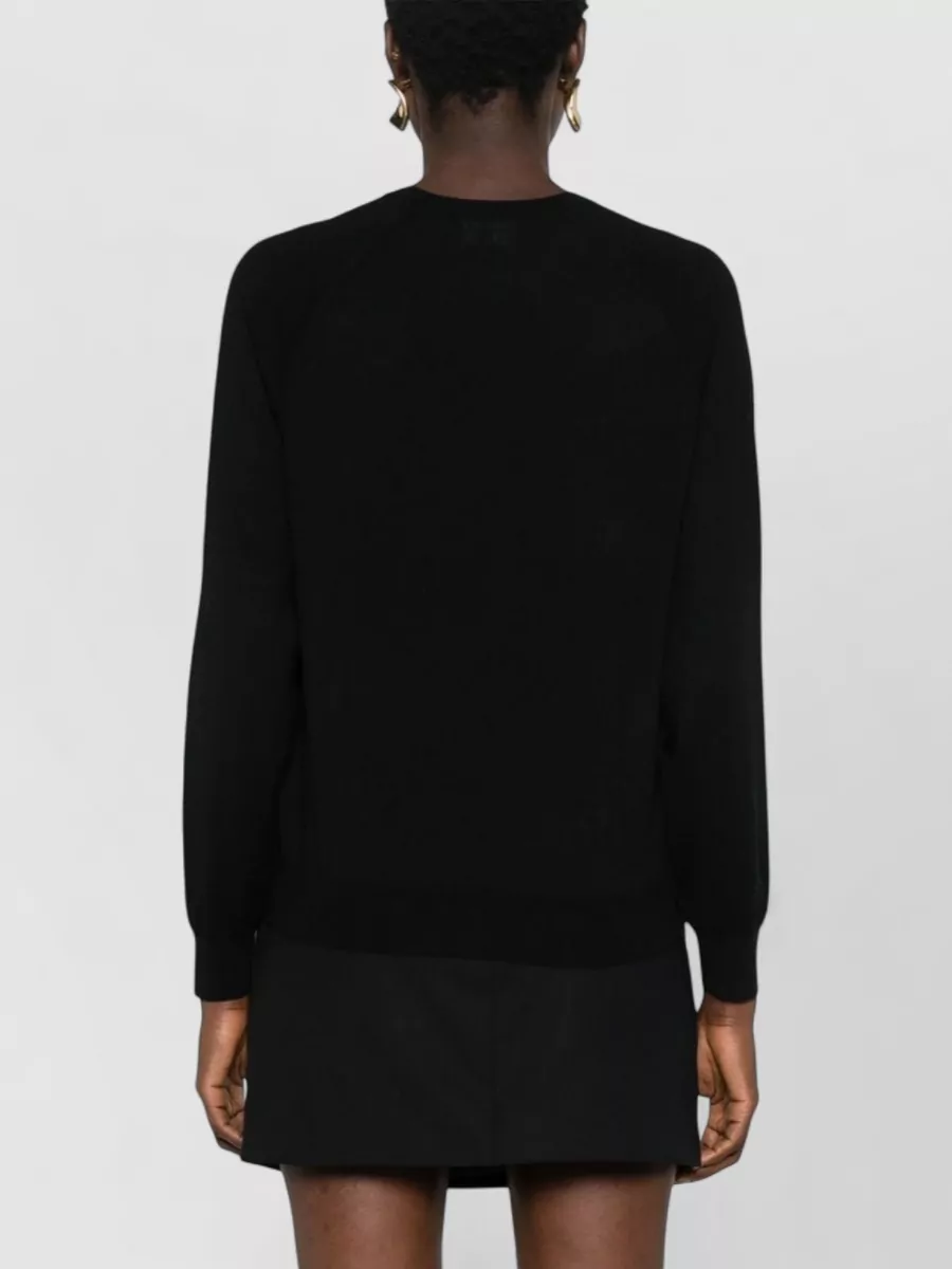 Emporio Armani Wool Fine-Knit Rhinestone-Appliqué Logo Crew-Neck Jumper