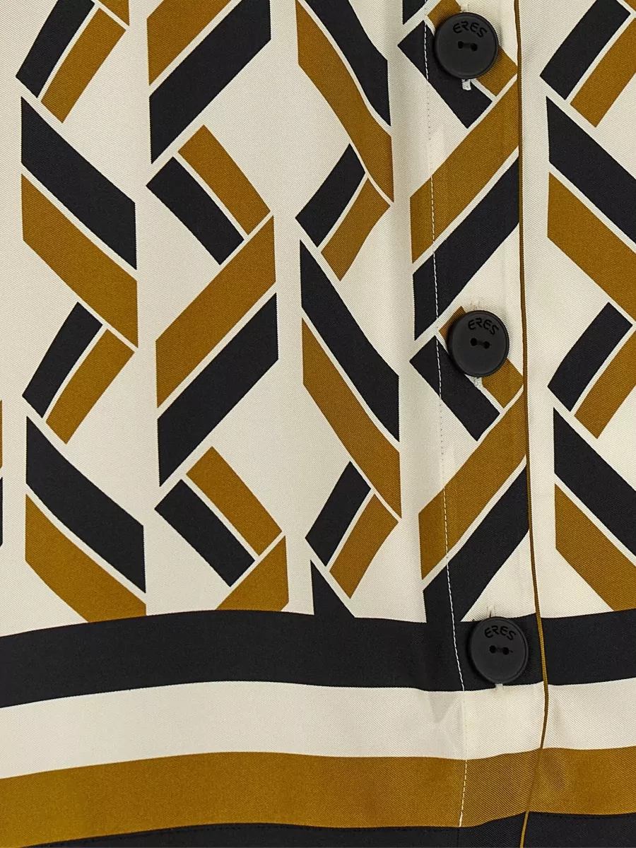 Eres Sonore Collared Shirt Geometric Pattern Short Sleeves In Multi