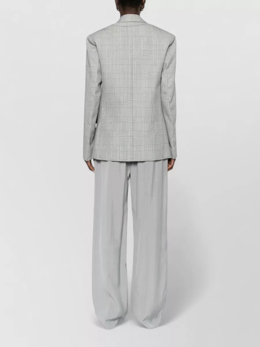 Victoria Beckham Wool Check Double Breasted Tailored Jacket