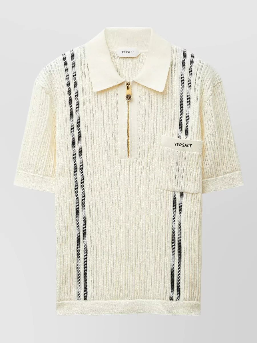 Versace jacquard knit cotton short-sleeve polo shirt