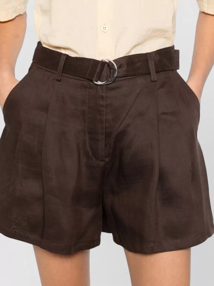 Ermanno Firenze Linen-Blend Pleated Tailored Shorts