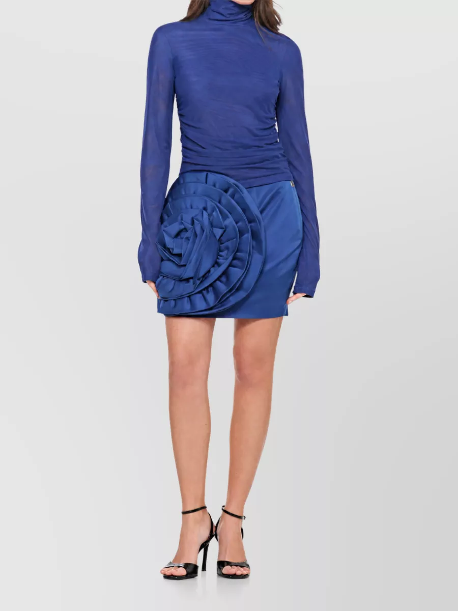 Rotate Floral-Embossed Midi Skirt