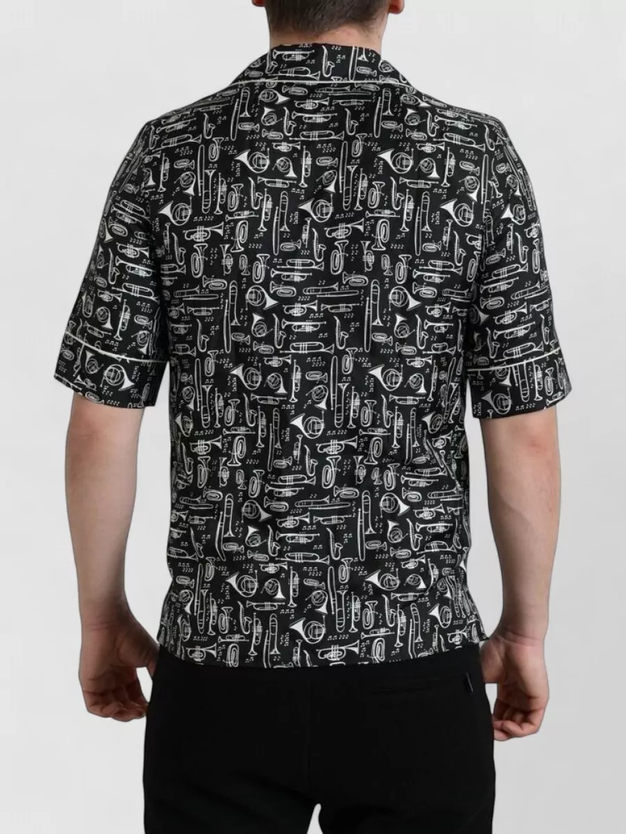 Dolce&Gabbana Silk Short-Sleeve Printed Polo Shirt