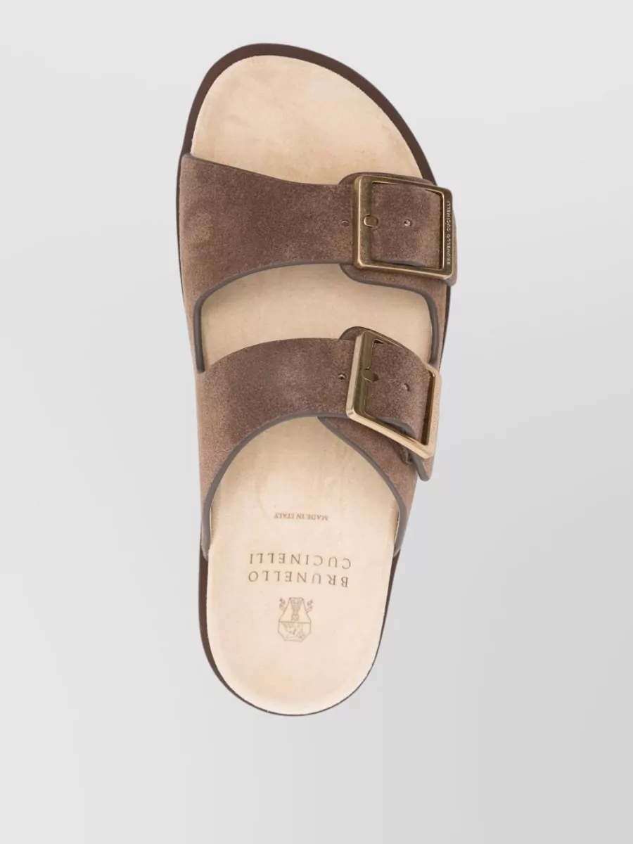 Brunello Cucinelli Leather Sandals Flat Sole Open Toe