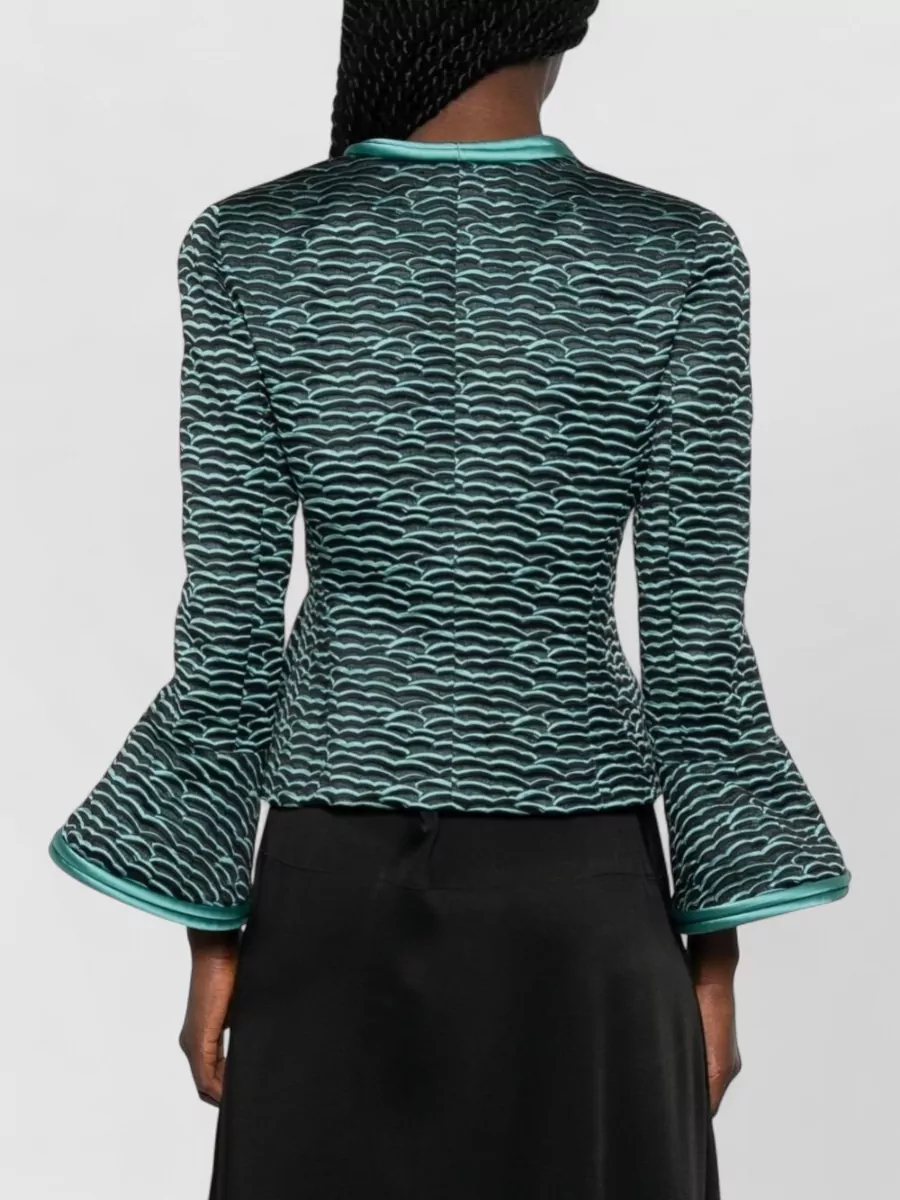 Emporio Armani Textured V-Neck Ruffled-Sleeve Jacket