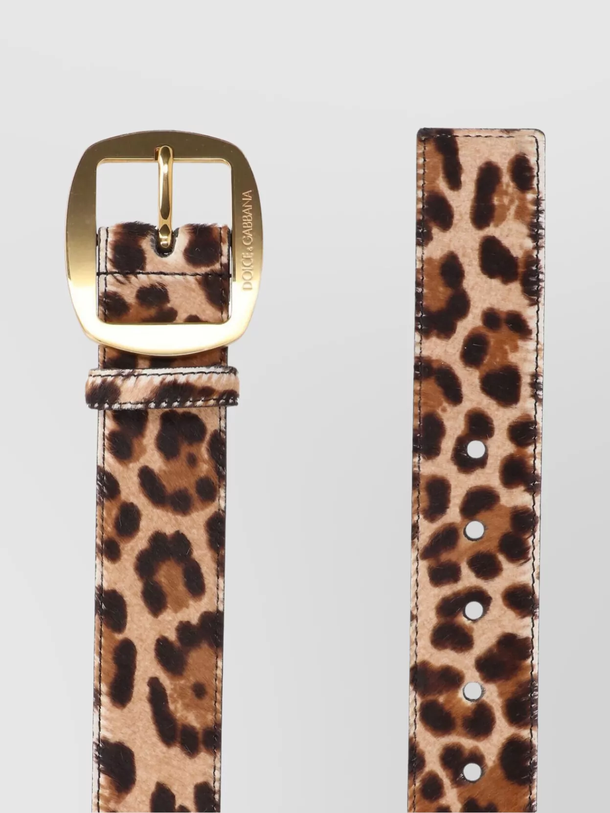 Dolce & Gabbana Animal Print Adjustable Belt With Gold Buckle In Animal Print