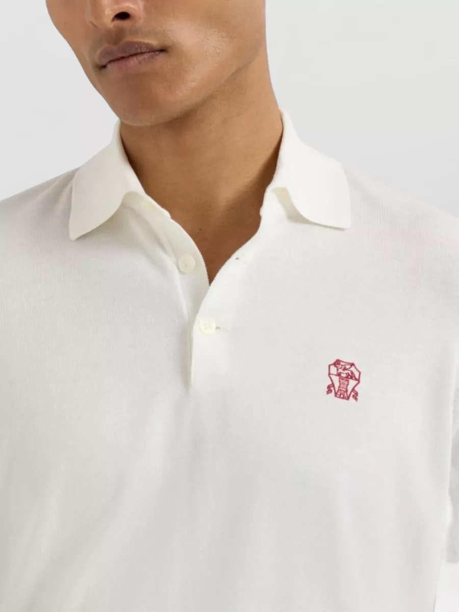 Brunello Cucinelli Logo Cotton Polo Shirt Lightweight Knit