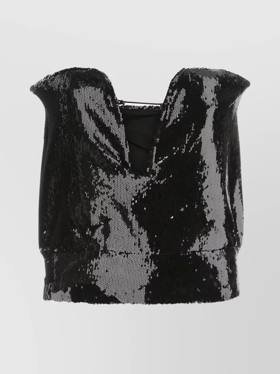 Shop Isabel Marant Sequins Mandy Strapless Top In Black