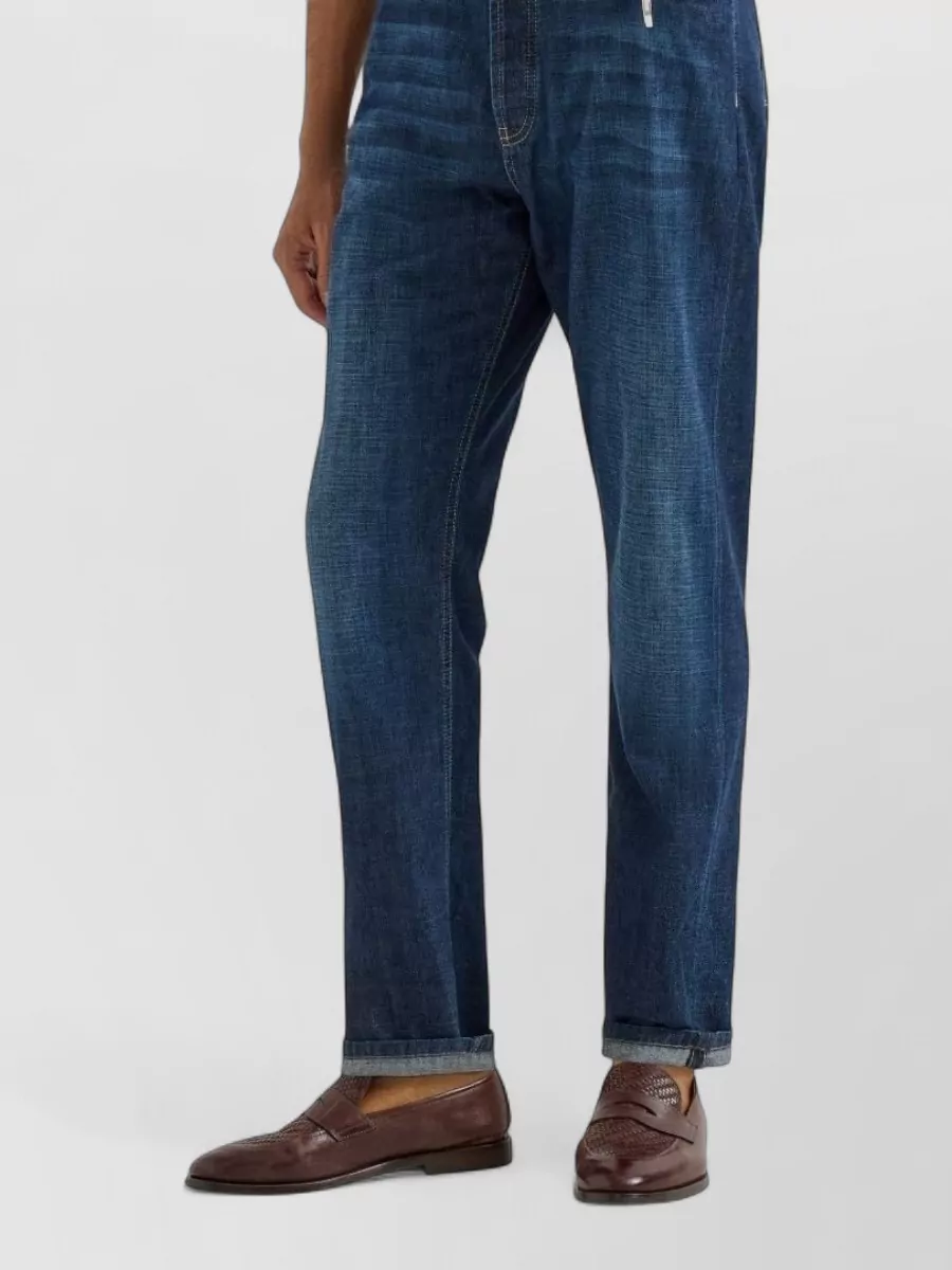 Brunello Cucinelli Five-Pocket Denim Trousers Featuring Belt Loops