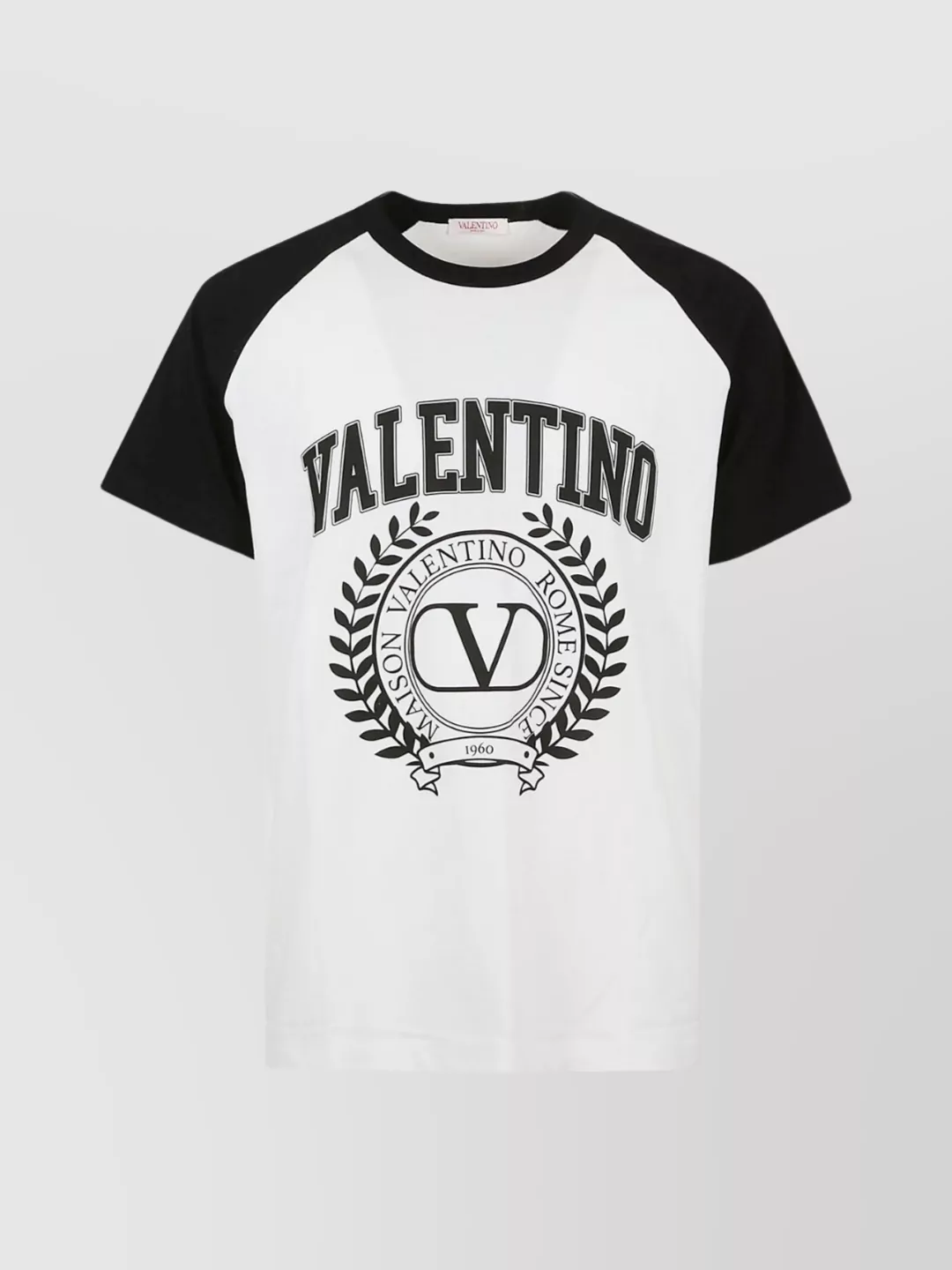 Shop Valentino Maison  Cotton Contrast Sleeve T-shirt By  In Black